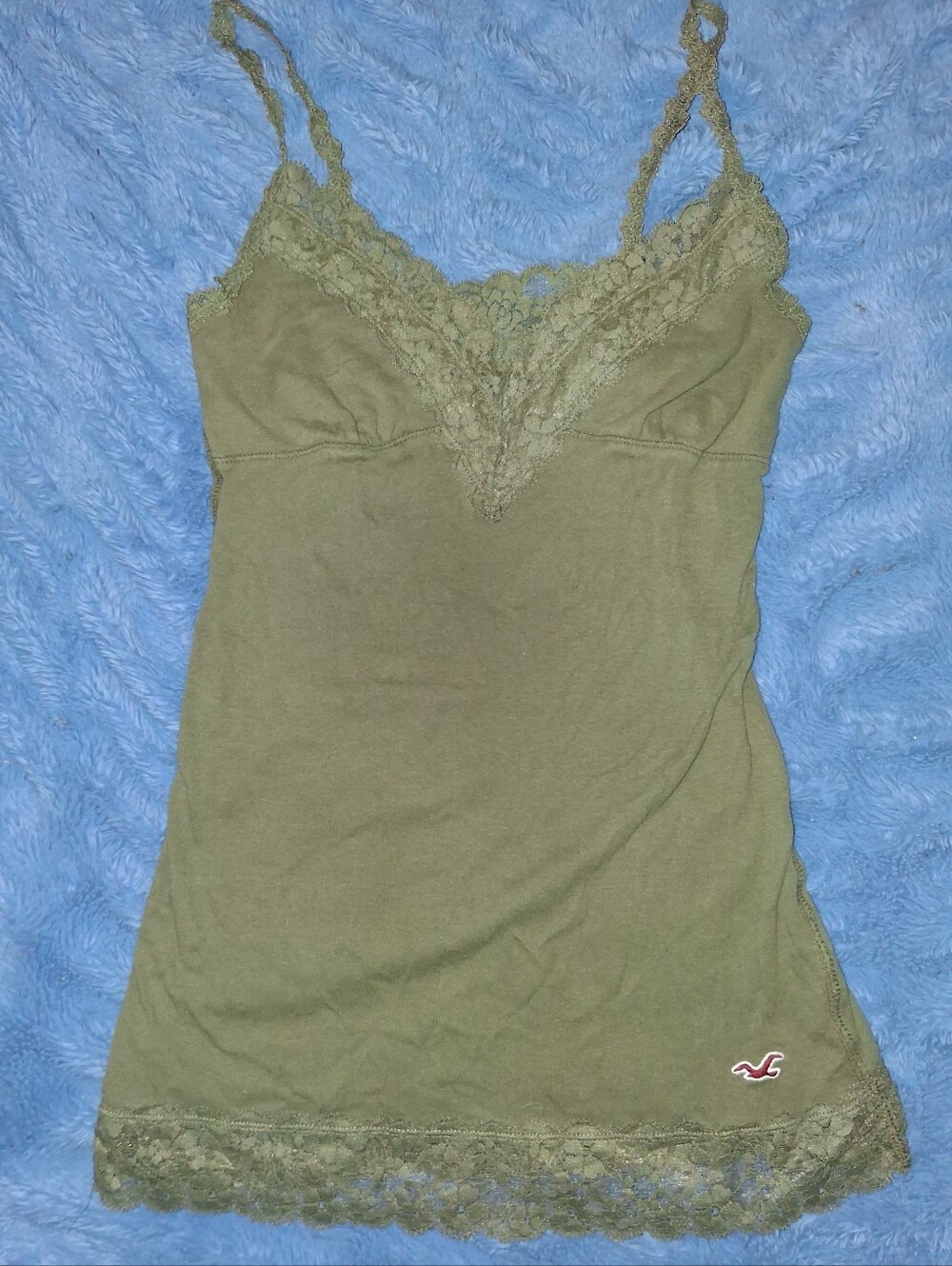 Hollister Y2K Olive Lace-Trim V-Neck Camisole